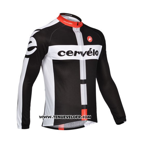2013 Maillot Ciclismo Cervelo Blanc et Noir Manches Longues et Cuissard