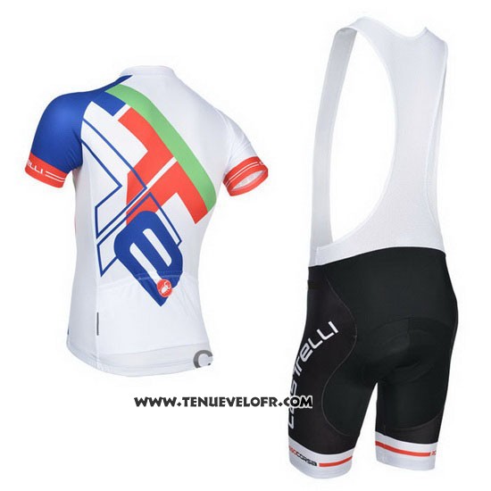 2014 Maillot Ciclismo Castelli Blanc et Bleu Manches Courtes et Cuissard