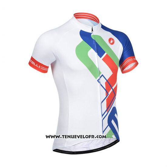 2014 Maillot Ciclismo Castelli Blanc et Bleu Manches Courtes et Cuissard