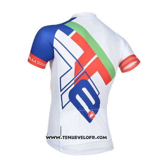 2014 Maillot Ciclismo Castelli Blanc et Bleu Manches Courtes et Cuissard