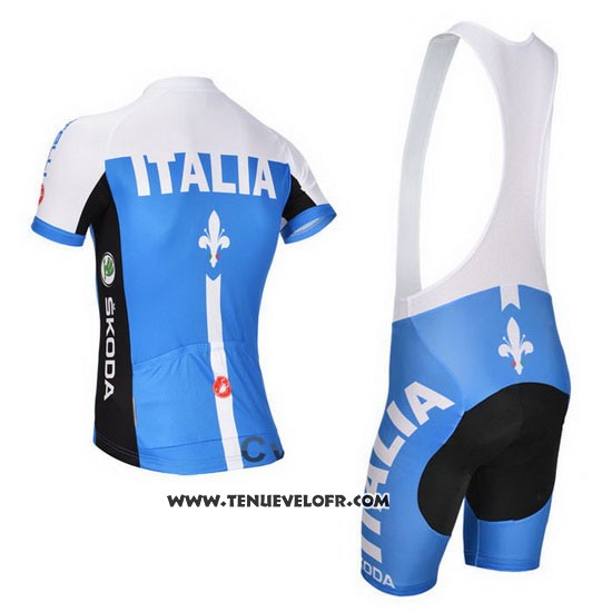 2014 Maillot Ciclismo Castelli Bleu et Blanc Manches Courtes et Cuissard