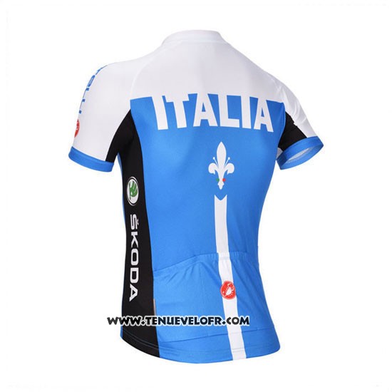 2014 Maillot Ciclismo Castelli Bleu et Blanc Manches Courtes et Cuissard