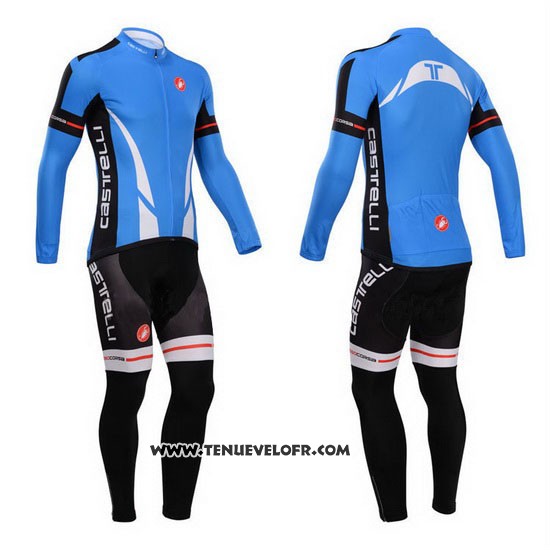 2014 Maillot Ciclismo Castelli Bleu et Noir Manches Longues et Cuissard