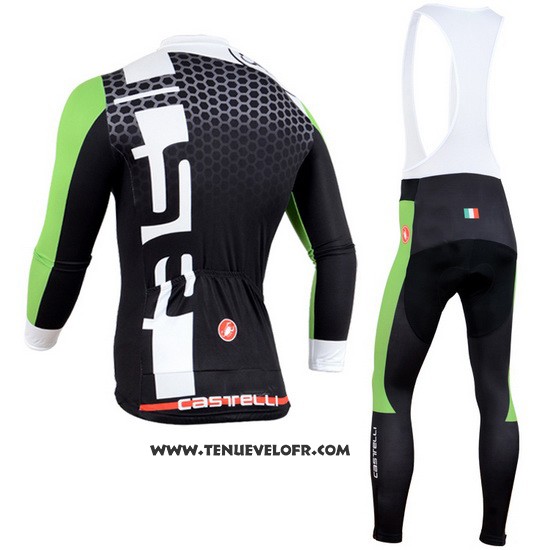 2014 Maillot Ciclismo Castelli Noir et Vert Manches Longues et Cuissard