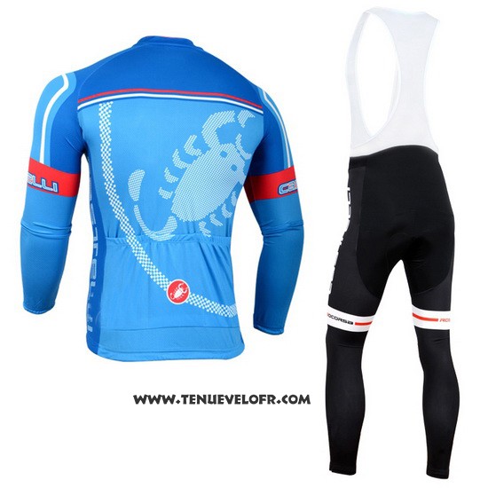 2014 Maillot Ciclismo Castelli Rouge Azur Manches Longues et Cuissard