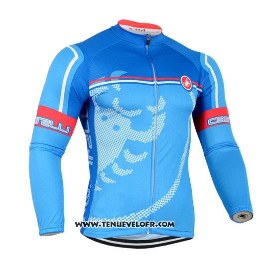 2014 Maillot Ciclismo Castelli Rouge Azur Manches Longues et Cuissard