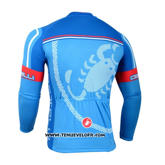2014 Maillot Ciclismo Castelli Rouge Azur Manches Longues et Cuissard
