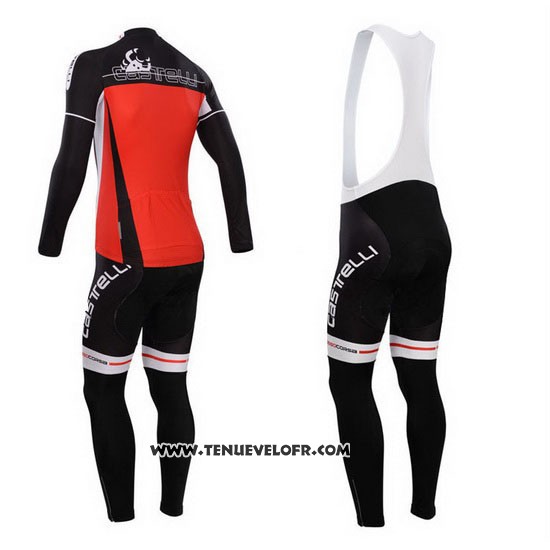 2014 Maillot Ciclismo Castelli Rouge Manches Longues et Cuissard
