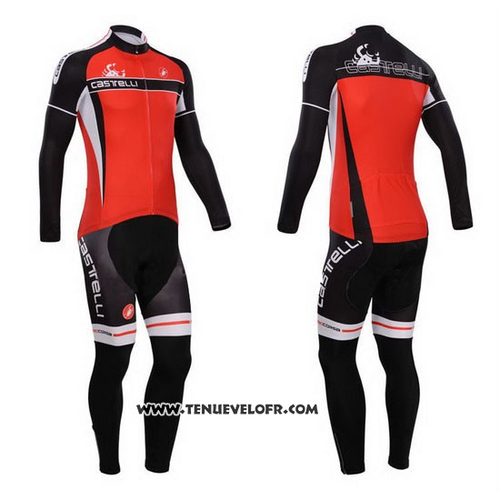 2014 Maillot Ciclismo Castelli Rouge Manches Longues et Cuissard
