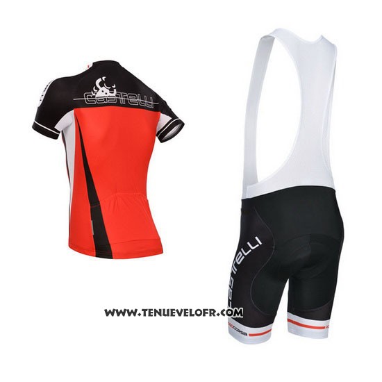 2014 Maillot Ciclismo Castelli Rouge et Noir Manches Courtes et Cuissard