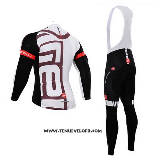 2015 Maillot Ciclismo Castelli Blanc Fuchsia Manches Longues et Cuissard