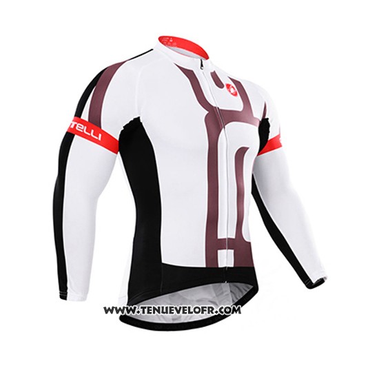 2015 Maillot Ciclismo Castelli Blanc Fuchsia Manches Longues et Cuissard