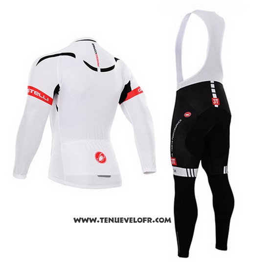 2015 Maillot Ciclismo Castelli Blanc et Noir Manches Longues et Cuissard