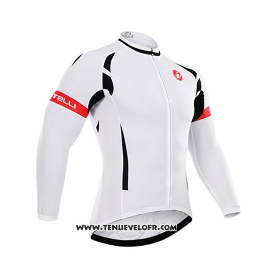 2015 Maillot Ciclismo Castelli Blanc et Noir Manches Longues et Cuissard