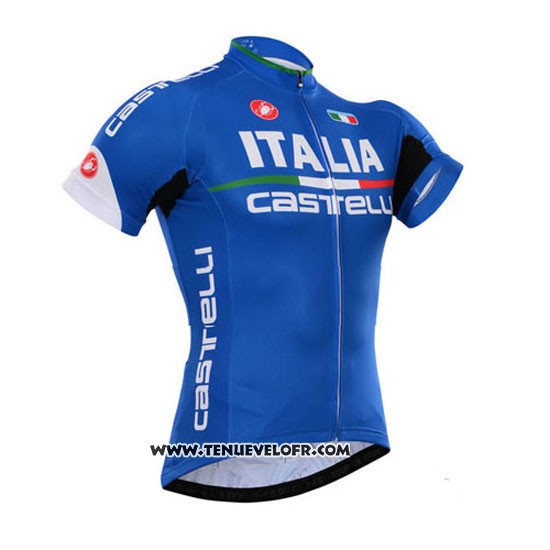 2015 Maillot Ciclismo Castelli Italie Bleu Manches Courtes et Cuissard