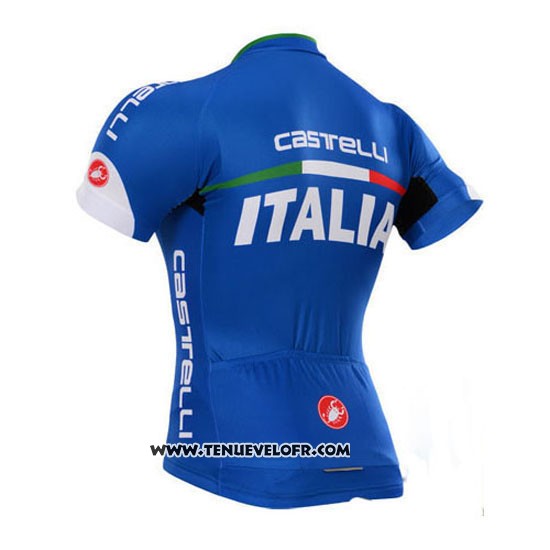 2015 Maillot Ciclismo Castelli Italie Bleu Manches Courtes et Cuissard