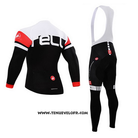 2015 Maillot Ciclismo Castelli Profond Blanc et Noir Manches Longues et Cuissard