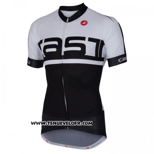 2016 Maillot Ciclismo Castelli Blanc Noir Manches Courtes et Cuissard