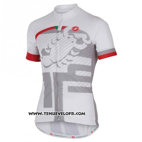 2016 Maillot Ciclismo Castelli Blanc et Rouge Manches Courtes et Cuissard