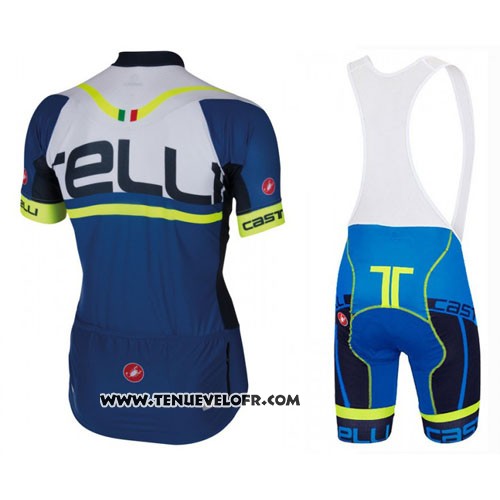 2016 Maillot Ciclismo Castelli Bleu Blanc Manches Courtes et Cuissard