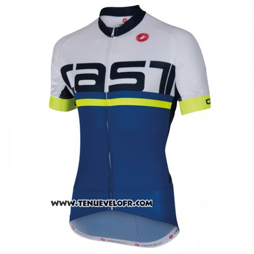 2016 Maillot Ciclismo Castelli Bleu Blanc Manches Courtes et Cuissard