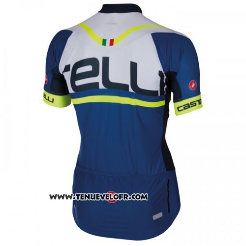 2016 Maillot Ciclismo Castelli Bleu Blanc Manches Courtes et Cuissard