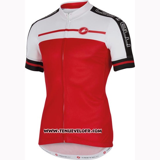 2016 Maillot Ciclismo Castelli Rouge Blanc Manches Courtes et Cuissard