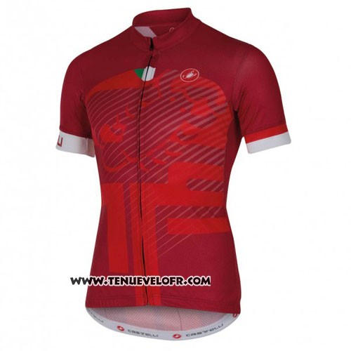 2016 Maillot Ciclismo Castelli Rouge et Blanc Manches Courtes et Cuissard