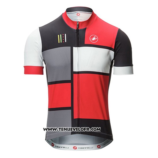 2016 Maillot Ciclismo Castelli Rouge et Noir Manches Courtes et Cuissard