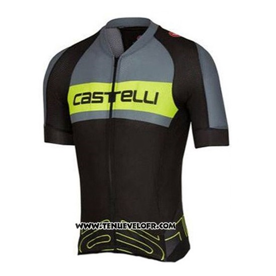 2016 Maillot Ciclismo Castelli Vert et Gris Manches Courtes et Cuissard