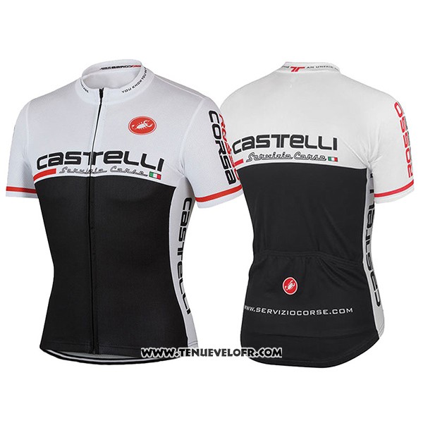 2017 Maillot Ciclismo Castelli Blanc et Noir Manches Courtes et Cuissard
