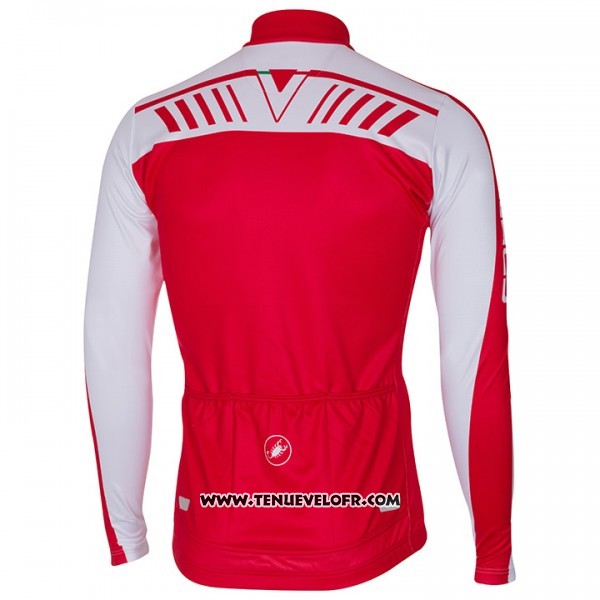 2017 Maillot Ciclismo Castelli Blanc et Rouge Manches Longues et Cuissard