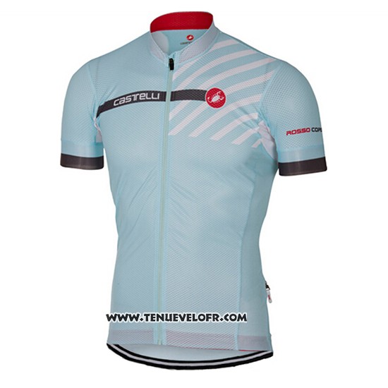 2017 Maillot Ciclismo Castelli Bleu Clair Manches Courtes et Cuissard