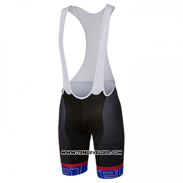 2017 Maillot Ciclismo Castelli Bleu et Rouge Manches Courtes et Cuissard