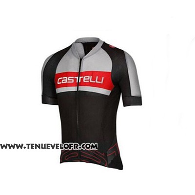2017 Maillot Ciclismo Castelli Gris et Noir Manches Courtes et Cuissard