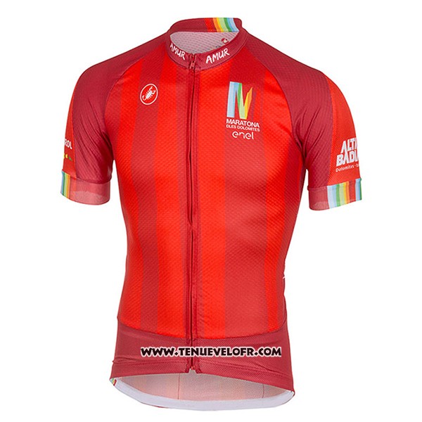 2017 Maillot Ciclismo Castelli Maratone Rouge Manches Courtes et Cuissard