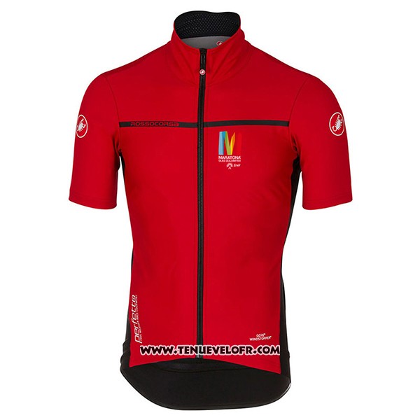 2017 Maillot Ciclismo Castelli Maratone Rouge et Noir Manches Courtes et Cuissard
