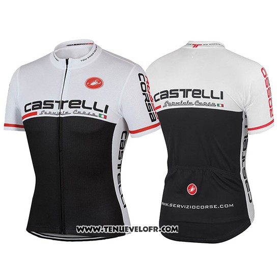 2017 Maillot Ciclismo Castelli Noir et Blanc Manches Courtes et Cuissard