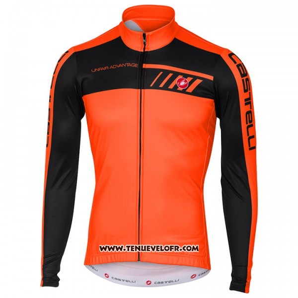 2017 Maillot Ciclismo Castelli Orange et Noir Manches Longues et Cuissard