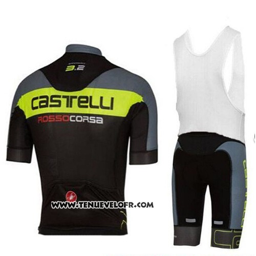 2017 Maillot Ciclismo Castelli Vert et Noir Manches Courtes et Cuissard