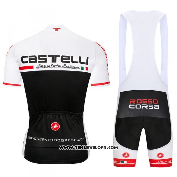 2018 Maillot Ciclismo Castelli Blanc Noir Manches Courtes et Cuissard
