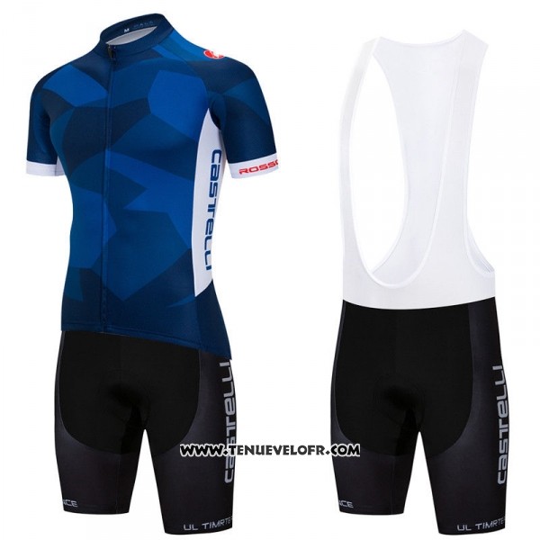 2018 Maillot Ciclismo Castelli Fonce Bleu Manches Courtes et Cuissard