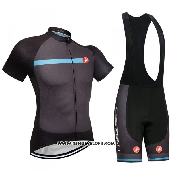 2018 Maillot Ciclismo Castelli Fonce Gris Manches Courtes et Cuissard