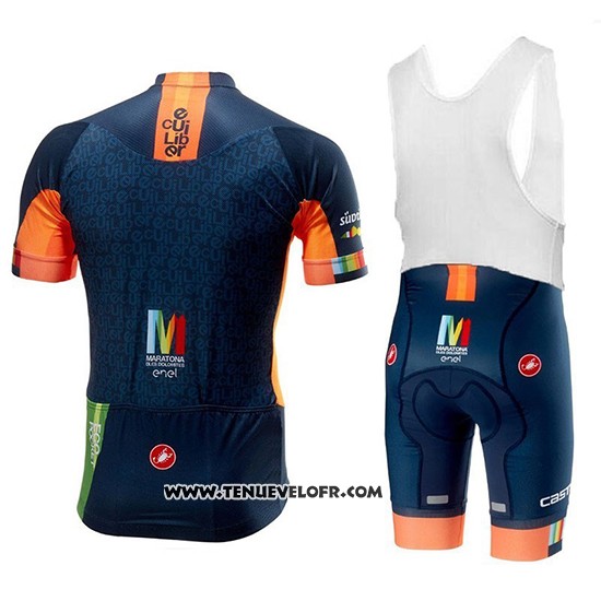 2018 Maillot Ciclismo Castelli Maratona Dles Dolomites-enel Bleu Orange Manches Courtes et Cuissard