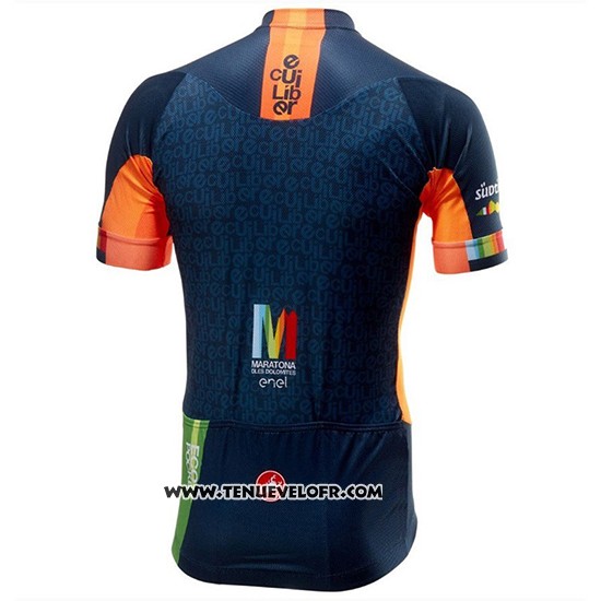 2018 Maillot Ciclismo Castelli Maratona Dles Dolomites-enel Bleu Orange Manches Courtes et Cuissard