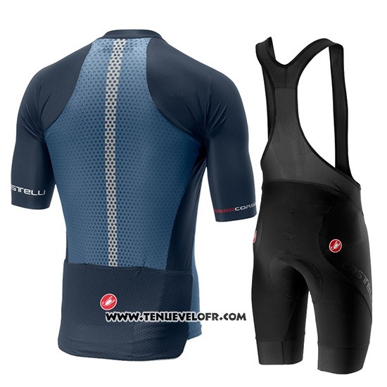 2019 Maillot Ciclismo Castelli Aero Race Bleu Rouge Manches Courtes et Cuissard