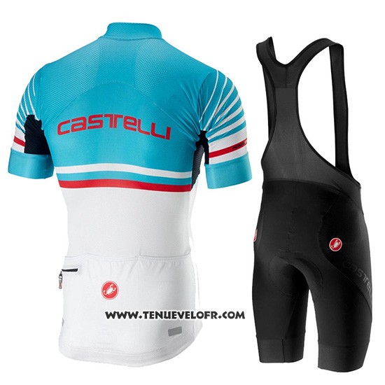 2019 Maillot Ciclismo Castelli Free AR 4.1 Azur Blanc Manches Courtes et Cuissard