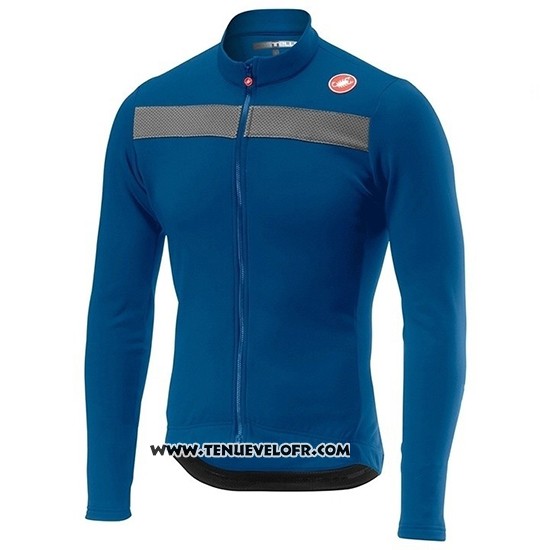 2019 Maillot Ciclismo Castelli Puro 3 Bleu Noir Manches Longues et Cuissard