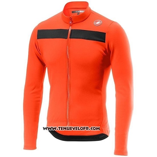 2019 Maillot Ciclismo Castelli Puro 3 Orange Noir Manches Longues et Cuissard