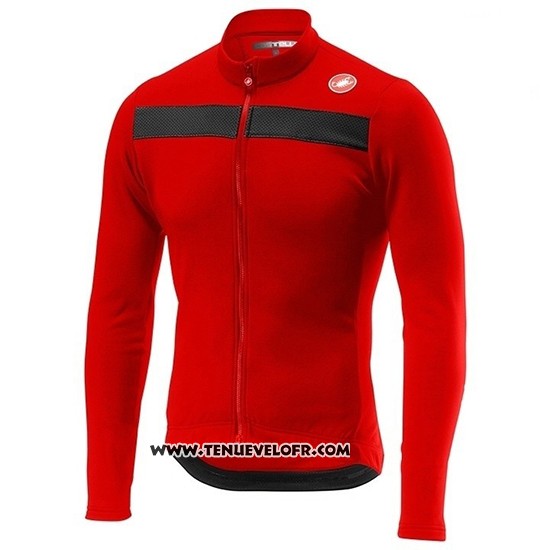 2019 Maillot Ciclismo Castelli Puro 3 Rouge Noir Manches Longues et Cuissard